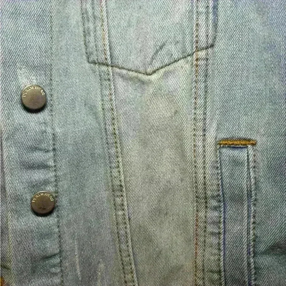 Ashley Vintage Charm Sleeveless Jean Jacket with Black Hood, Size Large. - Picture 2 of 6